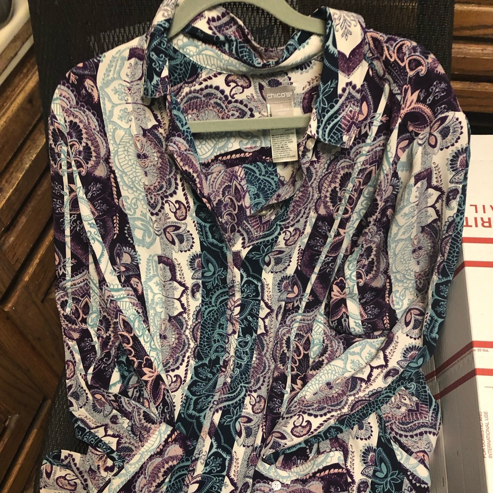 Chico’s Long Button Down Paisley Top- 522 $35 or $30 w/offer